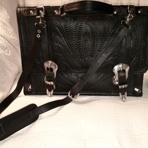 Ropin West Duel Buckle Briefcase in Black